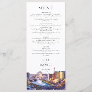 Menu Casamento de Destino com Aguarela do Horizonte de