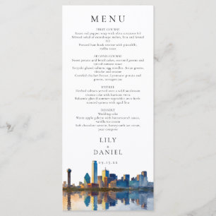 Menu Casamento de Destino com Aquarela da Silhueta de D