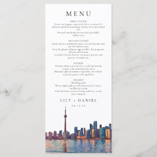 Menu Casamento de Destino com Aquarela da Silhueta de T