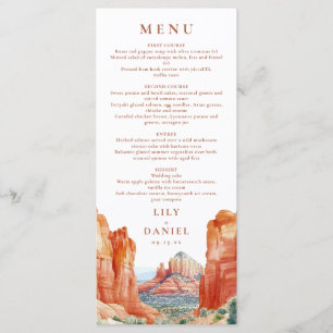 Menu Casamento de Destino com Aquarela de Montanha no D