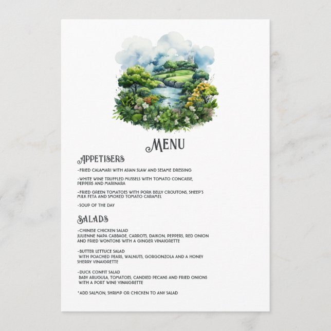 Menu Casamento de Destino da Irlanda (Frente)
