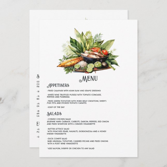 Menu Casamento de Destino da República Dominicana de Wa (Frente/Verso)