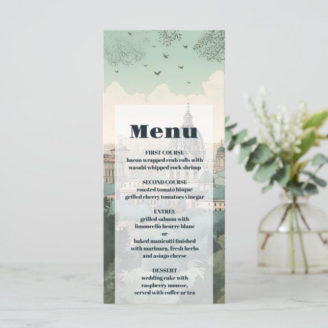 Menu Casamento de Destino de Itália Roma (Em pé/Frente)