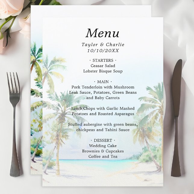 Menu Casamento de Destino de Praia Tropical (Criador carregado)