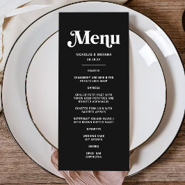 Menu Casamento de Disco Negro Moderno