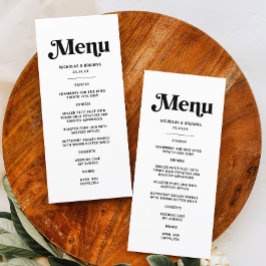 Menu Casamento de Disco Retroativo Negro e Branco