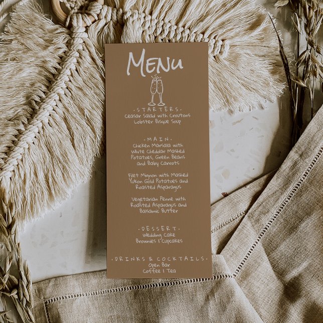 Menu Casamento De Divertimento De Desenho Castanho De F (Criador carregado)