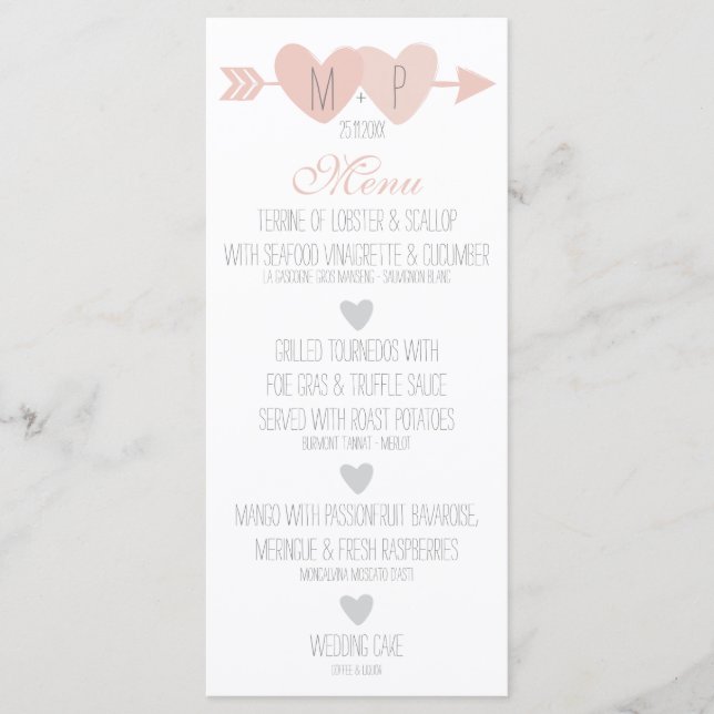 Menu Casamento de Dois Corações (Frente)