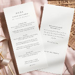Menu Casamento de Dois Lados do Script Branco preto Ele<br><div class="desc">Menu de Casamento de Script Branco e preto Elegante Duplo Lado com a mensagem traseira no cartão</div>