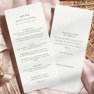 Menu Casamento de Dois Lados do Script Branco preto Ele