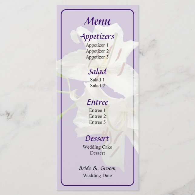 Menu Casamento de Dois Lírios Brancos (Frente)