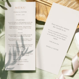 Menu Casamento de Dupla Face em Script de Marfim Elegan