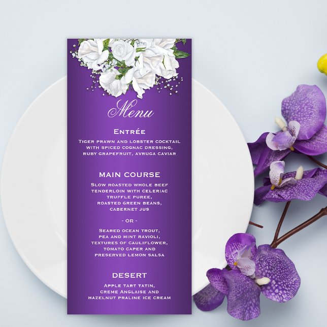 Menu Casamento de Elegância Roxa e Buquê Branca (Criador carregado)