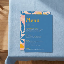 Menu Casamento de Elegante azul-botânico e folha amarel