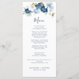 Menu Casamento de Elegante Dusty Blue Botanical Greener