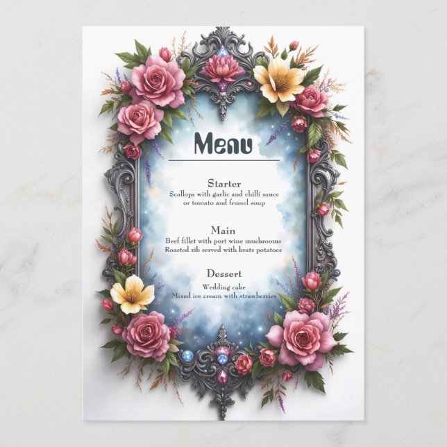 Menu Casamento de Elfo Steampunk Caprichoso (Frente)