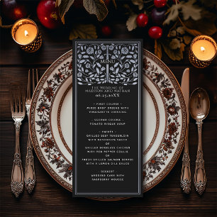 Menu Casamento de Espada Real Medieval Negra Silver