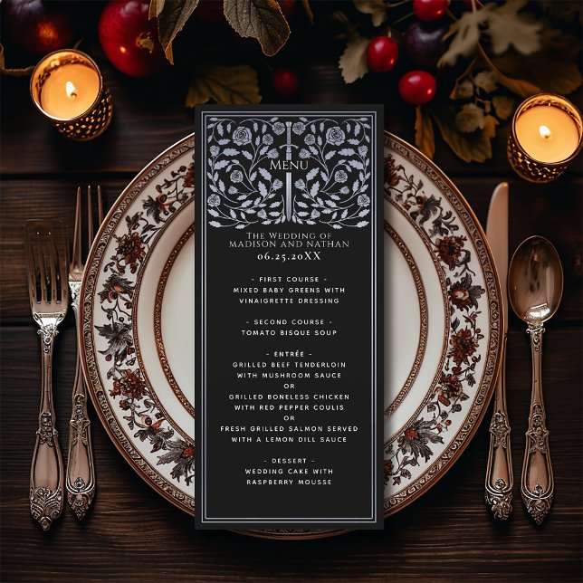 Menu Casamento de Espada Real Medieval Negra Silver (Criador carregado)