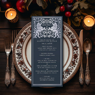 Menu Casamento de Espadas Medieval do Leão Real Azul Si