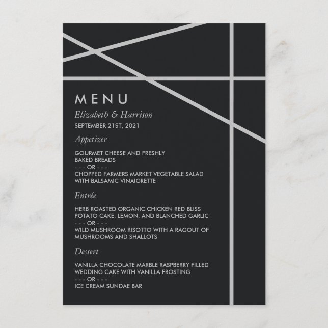 Menu Casamento de Estilo Geométrico Simples (Frente)