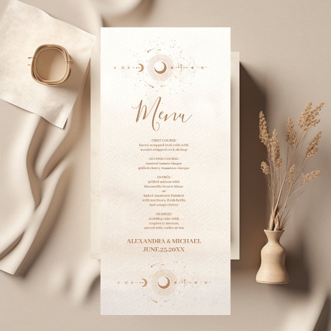 Menu Casamento de Estrelas Celestiais Douradas Místicas (Criador carregado)