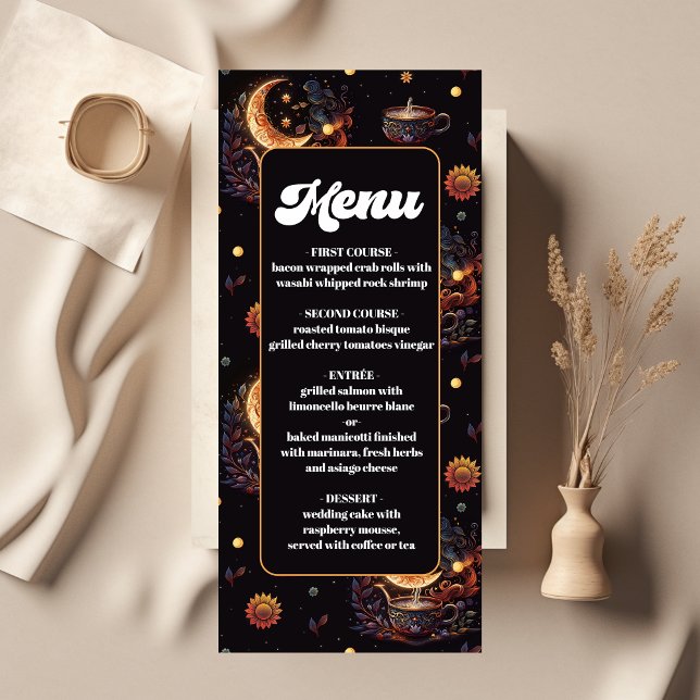 Menu Casamento de Estrelas Celestiais Douradas Místicas (Criador carregado)