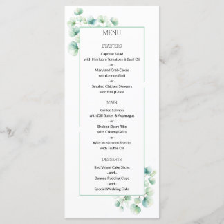 Menu Casamento de Eucalyptus minimalista
