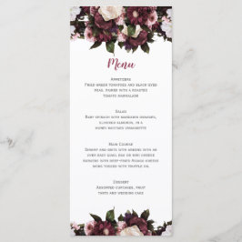 Menu Casamento de Euphoria Burgundy e Buquê Floral Rosa