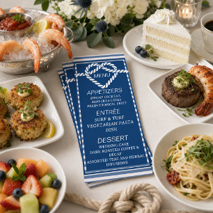 Menu Casamento de faixas de Marinho Azul Azul