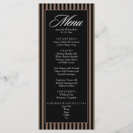 Menu Casamento de faixas verticais escuras e pretas ele