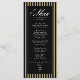 Menu Casamento de faixas verticais verdes e pretas lega