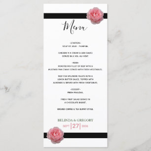 Menu Casamento de Fita Negra Rosa Rosa Rosa Rosa Rosa R