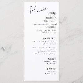 Menu Casamento de Flat Menu, caligrafia moderna minimal