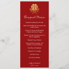 Menu Casamento de flor chinesa com dupla felicidade em 