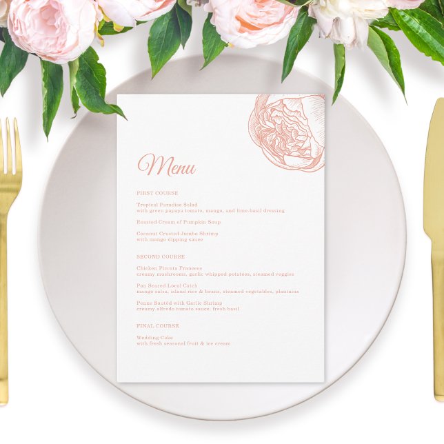 Menu Casamento de Flor de Pênia Rosa Elegante (Criador carregado)