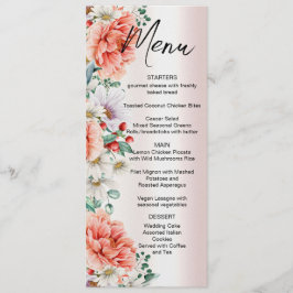Menu Casamento de Flor de Peony Aquarela