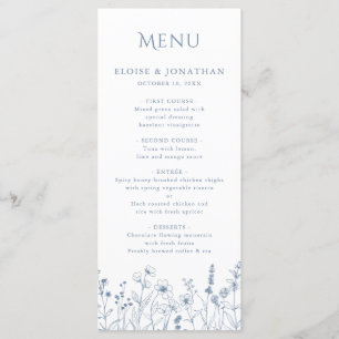 Menu Casamento de Flor Selvagem Minimalista Simples