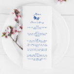Menu Casamento De Flor Whimsical Desenhado À Mão Azul<br><div class="desc">Menu de Casamento de Flor Whimsical Desenhado à Mão Azul</div>