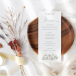 Menu Casamento de Florais de Pumpkins Branco Moderno<br><div class="desc">Casamento de Florais de Pumpkins Branco Moderno. Três abóboras com florais brancos e folhagem de feltro estão no fundo com um talo de coordenação no verso,  com um roteiro elegante para Menu e fácil personalizar o resto do texto de acordo com as suas necessidades.</div>