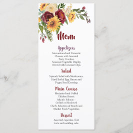 Menu Casamento de Floral Amarelo Amarelo-Sol