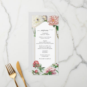 Menu Casamento de Flores Brancas Cor-de-Água Rosa