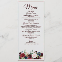Menu Casamento de Flores de Inglês Azuis