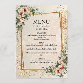 Menu Casamento de Flores de Jardim Elegante de Luxo