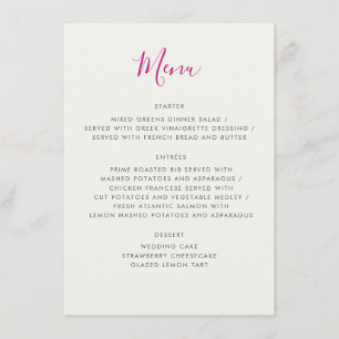 Menu Casamento de Flores de Morango Selvagens Vermelhas