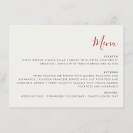 Menu Casamento de Flores de Morango Selvagens Vermelhas