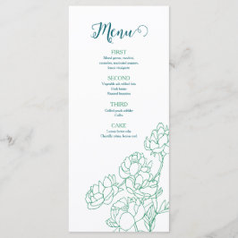 Menu Casamento de Flores de Peônias Desenhadas em Mão V