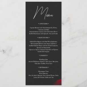 Menu Casamento de flores de pétalas com rosa vermelha d