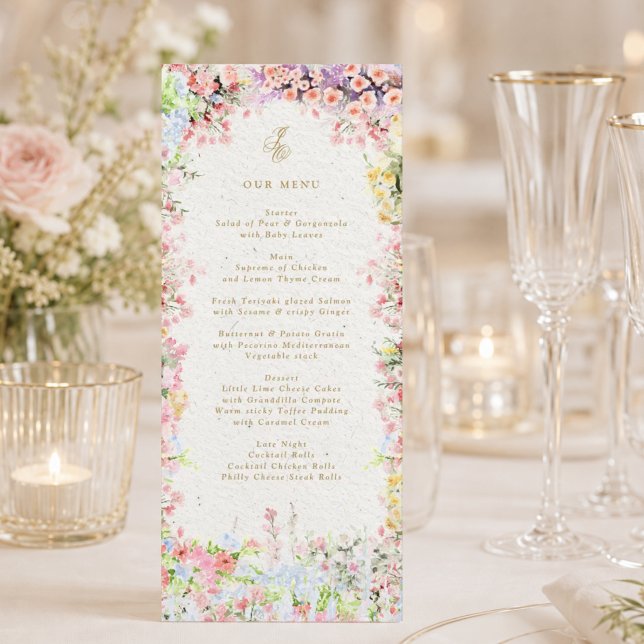 Menu casamento de flores de verão no castelo francês (Criador carregado)