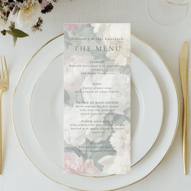 Menu Casamento de Flores do Pastel Barroco Elegante (Criador carregado)