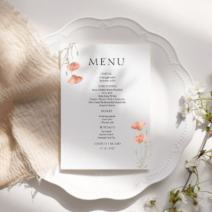 Menu Casamento de Flores Laranja Elegante Popy Meadow